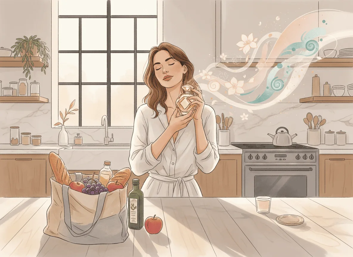 Slide O Ritual de Perfume ao Voltar do Mercado: Como Transformar Sacolas Pesadas em um Momento de Glamour